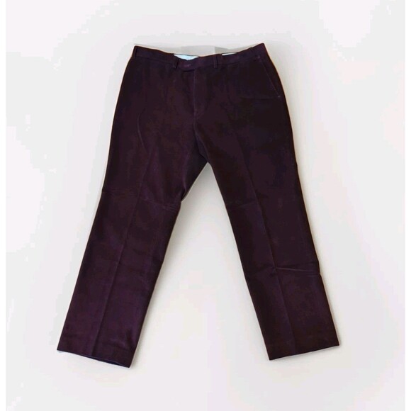 Lauren Ralph Lauren Corduroy Pants Mens 38x30 Maroon Wine Cotton Flat Front - Picture 1 of 6